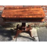 A good quality 19th century rosewood folding card table, of rectangular form, with green baize