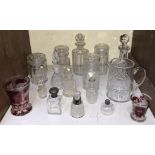 SECTION 17. Various glass including rub-flashed and etched beakers, silver-topped toilet,