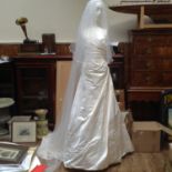 WITHDRAWN: Vintage 'Ellis Couture boutique bridal gown' with high neck and net full veil, 'Bridal