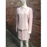 Moschino Couture vintage blush pink with cream stripes skirt and jacket set, size 8US