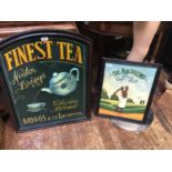 Two modern painted wooden advertising boards, for "Briggs of Liverpool Finest Tea,' 77cm, and 'St