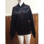 Vintage black satin NBC logo jacket, size large, makers 'East West Enterprises'