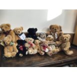 Twelve Merrythought bears including limited edition 'Black Watch Bear' no. 149/750, 'Cashmere' no.