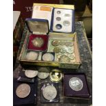 A small collection of coins including Britains First Decimal Coins, 1953 Imperial set, Eight