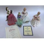 Four assorted Royal Doulton ceramic figural ladies comprising Joanne HN3422', 'Carmen HN3993'