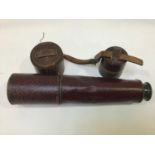 A military brass and leather bound three drawer telescope by W. Watson & Sons London dated 1903,