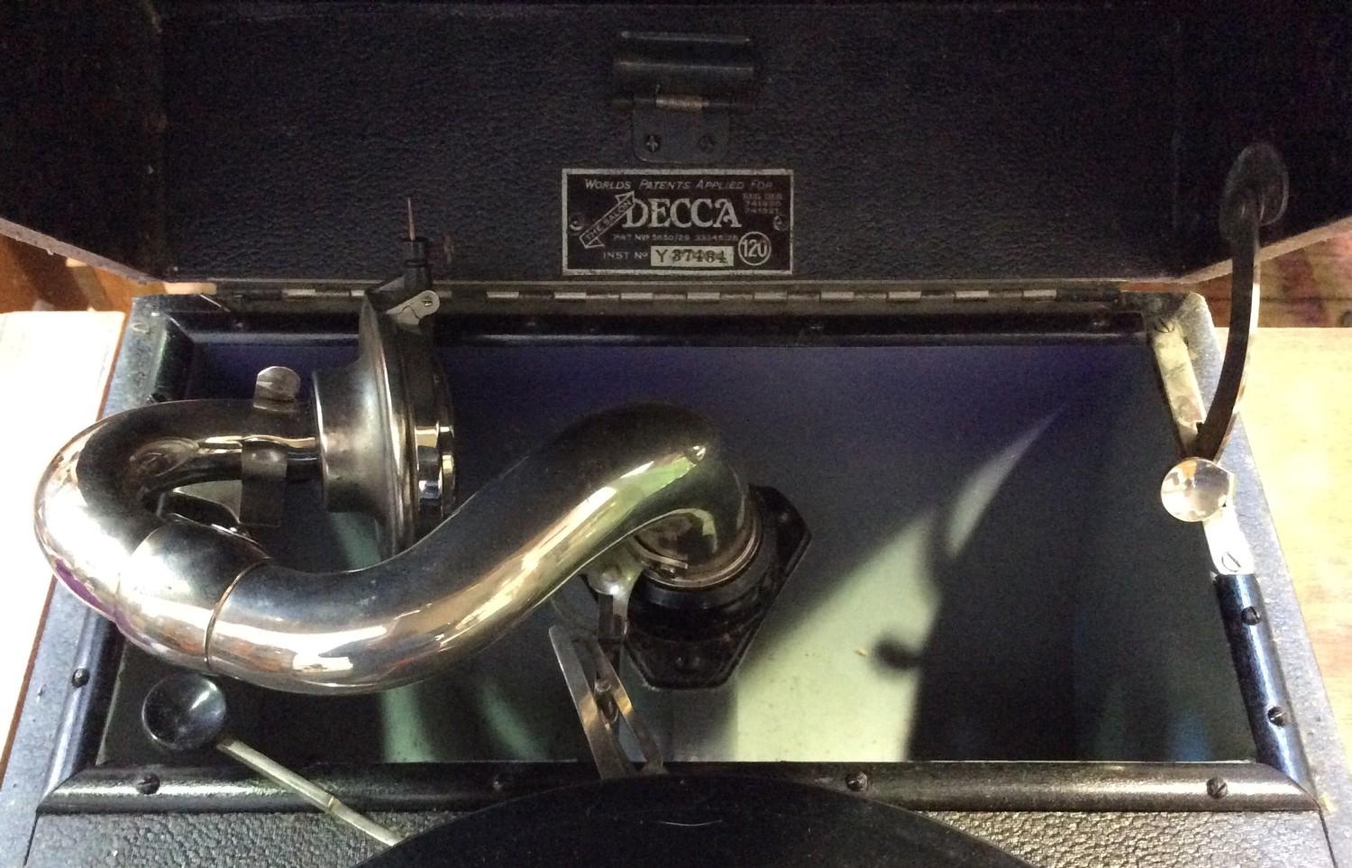 A Decca 120 portable gramophone, in black rexine covered case, 42cm - Image 2 of 2