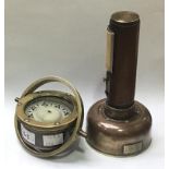 A small brass gimbal compass by W.G. Lucas & Son, Portsmouth, together with a hand-held Sestrel