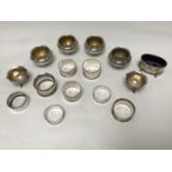 A small quantity of assorted silver items comprising a set of four open salts by Walter & John