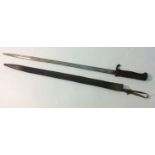 A WW1 Imperial German Seitengewehr M1898 Bayonet 20 1/2 inch, single edged, pipe back, quill