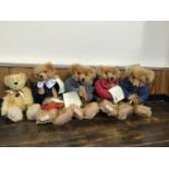 Five Dean's rag book Limited edition bears including 'Horatio the Hornblower' no. 5009/7500, 'Claude