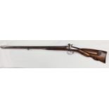 A mid 19th century French percussion lock double-barrel muzzle-loading shotgun, 27" steel barrels,