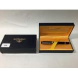 A Waterman Ideal fountain pen in black and gilt, with nib marked 18k 750 Paris, in fitted case