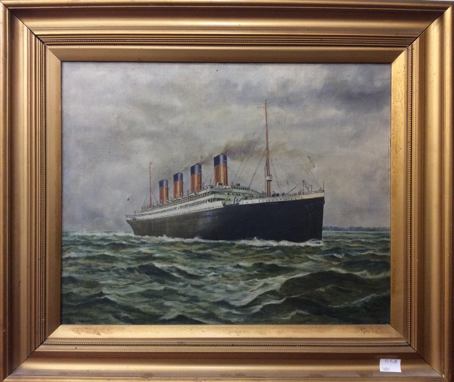 C. Notter (late 19th /early 20th century), White Star Line's RMS Olympic under steam and viewed