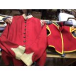 A West Yorkshire regiment red military dress tunic with crown stitched collar and fringed