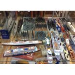 61 miniature model battle ships, Aircraft Carriers and cruise ships comprising Dinky, Triang and
