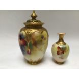 A Royal Worcester potpourri vase, signed and painted by Kitty Blake with a scene of blackberries and