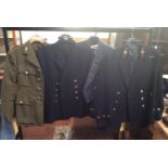 Four various uniforms / tunics including an RAF mess dinner jacket, Naval jacket and Naval medical