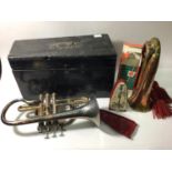 A C Silvani of Wilson Street London & Paris cornet with mouthpiece in original fitted box,