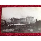 Four real photographic postcards of the launching of the RMS Mauretania, the ocean liner which