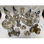 A quantity of silver-plated items including a brandy warmer in the form of a budgerigar, a wine