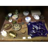 SECTION 48. A collection of trinket pots including Wedgwood, wooden inlaid boxes, alabaster box