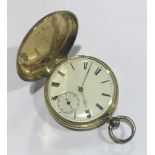 A 14ct gold cased full hunter pocket-watch with white enamel dial, roman numerals denoting hours and