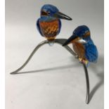 A Swarovski Crystal 'Kingfishers Blue Turquoise' figure depicting a pair of Kingfishers resting upon