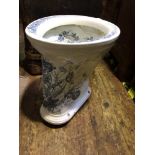 A Victorian blue and white transfer printed pottery toilet, printed to the inside 'The Oeneas