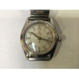 A mid-size stainless steel Rolex 5020 wristwatch, c.1943, the silvered dial with Arabic numerals