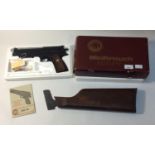 A Weihrauch Sport HW45 .177 Air Pistol, boxed, together with optional walnut stock
