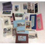 A collection of machine woven silk pictures, bookmarks and historical picture cards including '
