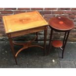 An Edwardian inlaid mahogany side table, with single frieze drawer, raised on squared, tapering