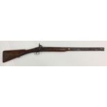 A 19th century percussion carbine musket, 25.25" inch steel barrel and walnut stock, ramrod, brass