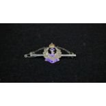 An early 20th century silver and enamel Royal Navy Sweetheart brooch with crown and anchor crest,