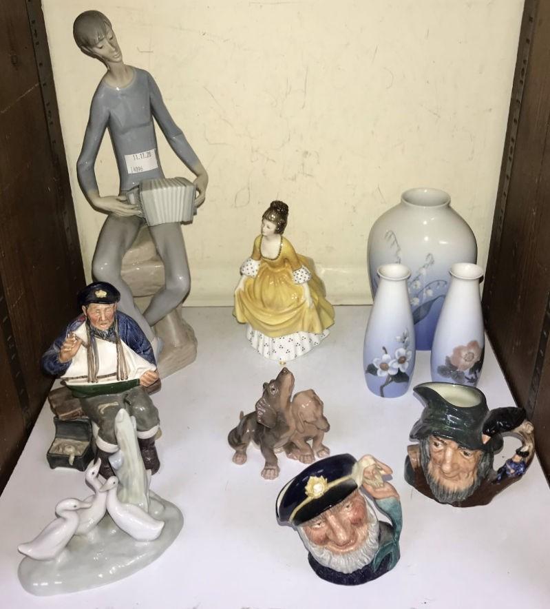 SECTION 26. A collection of assorted mixed ceramics comprising two Royal Doulton figures 'Coralie