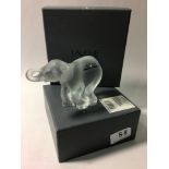 A Lalique crystal figure of a baby elephant 'Timore', with label to side, signed to base no.