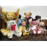 Ten various Merrythought bears including a musical bear 'Melody' limited edition no. 22/80,