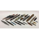 Nineteen various scale waterline model toy battleships, aircraft carriers, frigates, paddle steamer,
