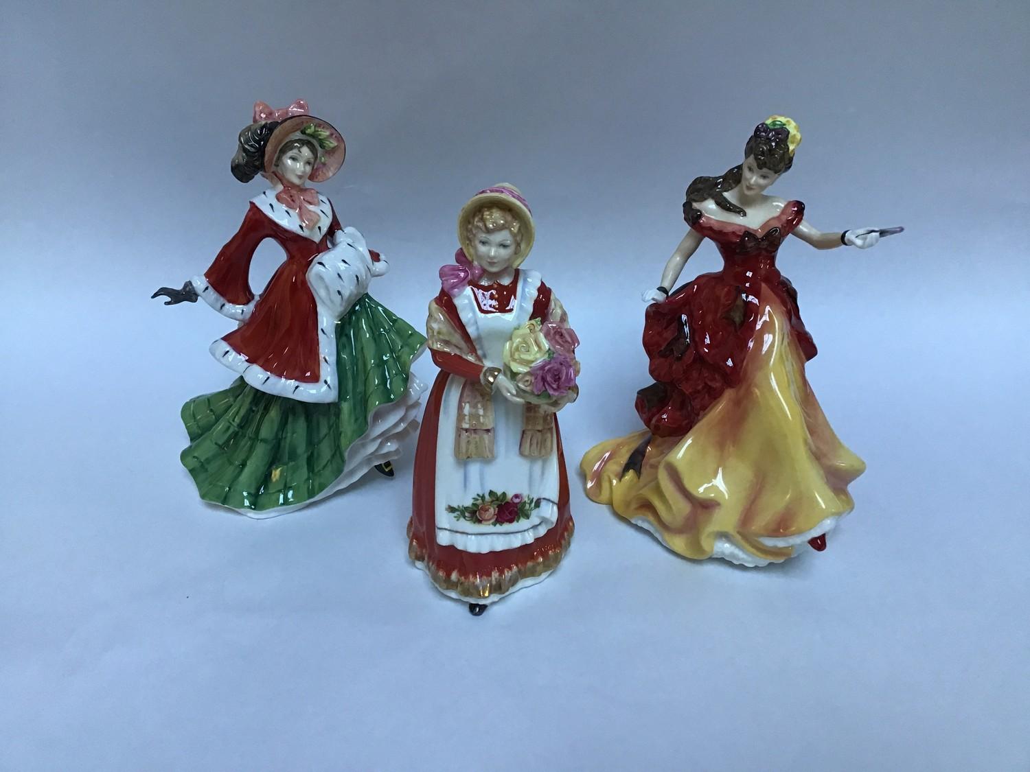 Three assorted Royal Doulton ceramic figural ladies comprising 'Old Country Roses HN3692', '