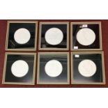 A set of six Royal Copenhagen unglazed relief-moulded white porcelain circular plaques in the