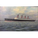 Ronald Wong (b.1942), RMS Aquitania under steam and viewed port side, possibly in the Solent with