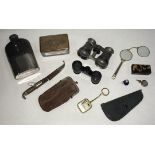 Two pairs of opera glasses including a pair by Grodenstock in leather pouch, a pair of folding