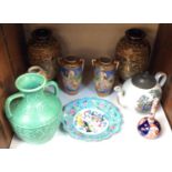SECTION 31. Two pairs of Oriental vases, together with an Oriental teapot, scalloped edged dish with