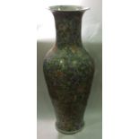 A large 20th century Chinese baluster vase in the thousand flowers pattern, with flared rim and