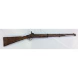 An 1858 Enfield Pattern Percussion Carbine, with Tower marks, 24" inch steel barrel with WD arrow,