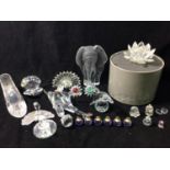 A set of six Swarovski Crystal place setting holders, together with other Swarovski and crystal