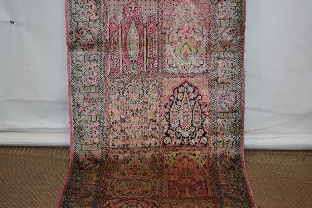Kashmiri silk runner, north India, second half 20th century, 11ft. 6in. X 3ft. 1in. 3.50m. X 0. - Image 4 of 7