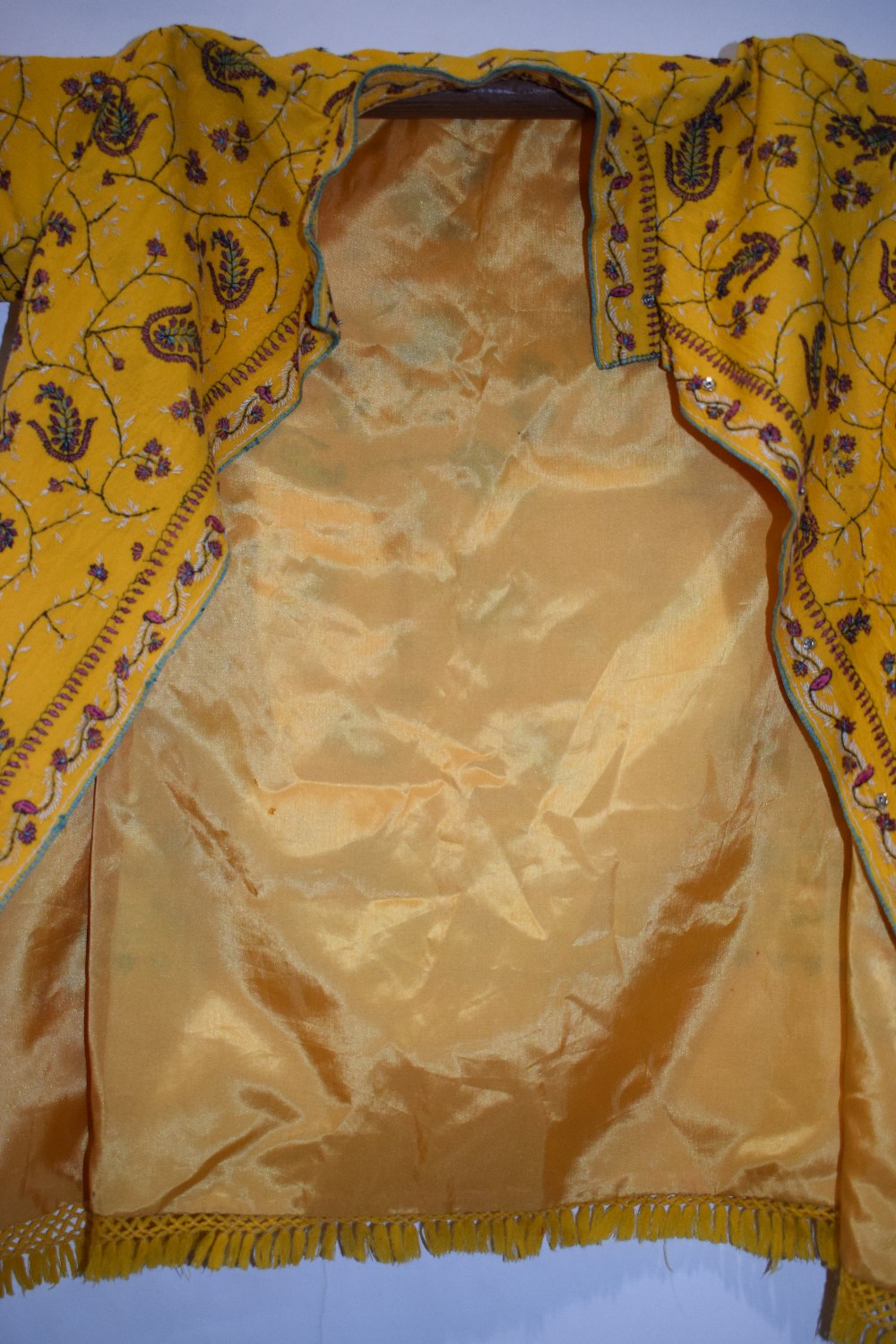 Middle Eastern cream silk Abba, first half 20th century, embroidered in cream floss silk, unlined. - Image 17 of 20
