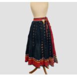 Rajasthan cotton and block printed full skirt, north west India, circa 1950s. The red cotton front